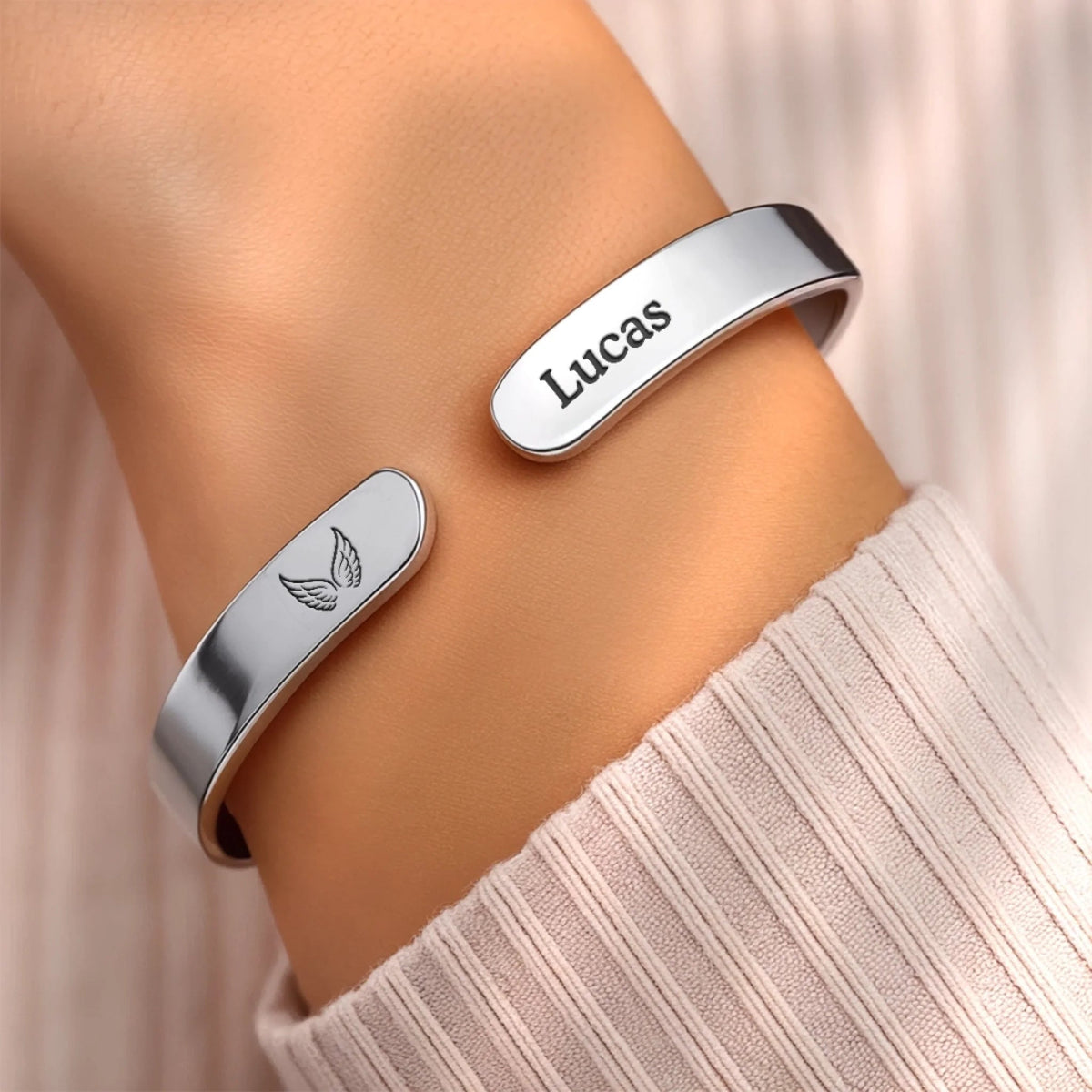 I Will Carry You With Me - Memorial Personalized Custom Bangle Bracelet Cuffs - Sympathy Gift For Family Members