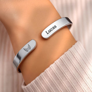 I Will Carry You With Me - Memorial Personalized Custom Bangle Bracelet Cuffs - Sympathy Gift For Family Members