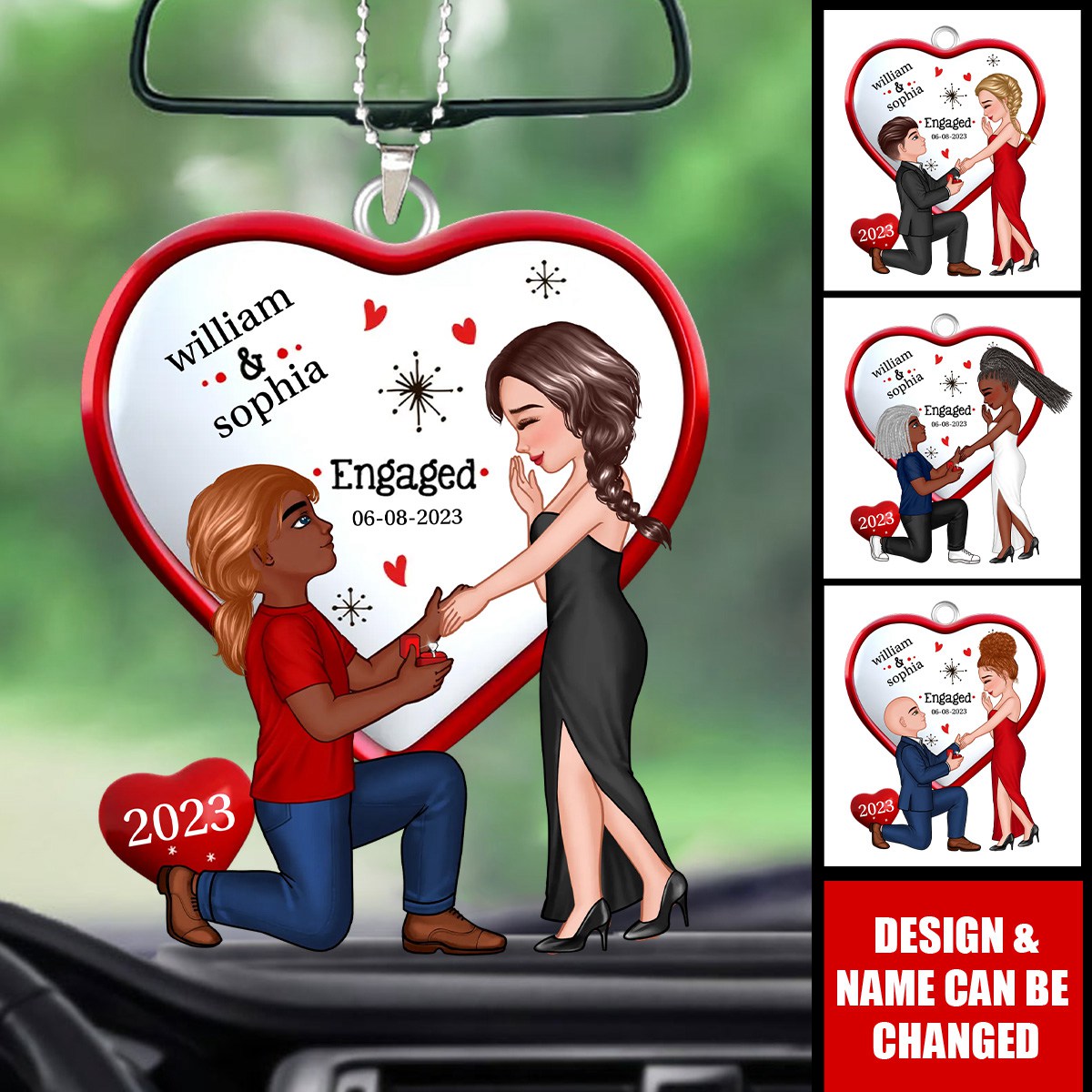 Keepsake Proposal Memory Engagement Couple Personalized Acrylic Ornament