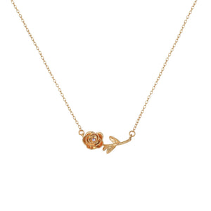 Birth Flower Necklace - Dainty Horizontal Flower Charm