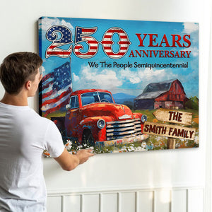 Personalized Family Name Patriotic Canvas – 250 Years Anniversary Gift Independence Day