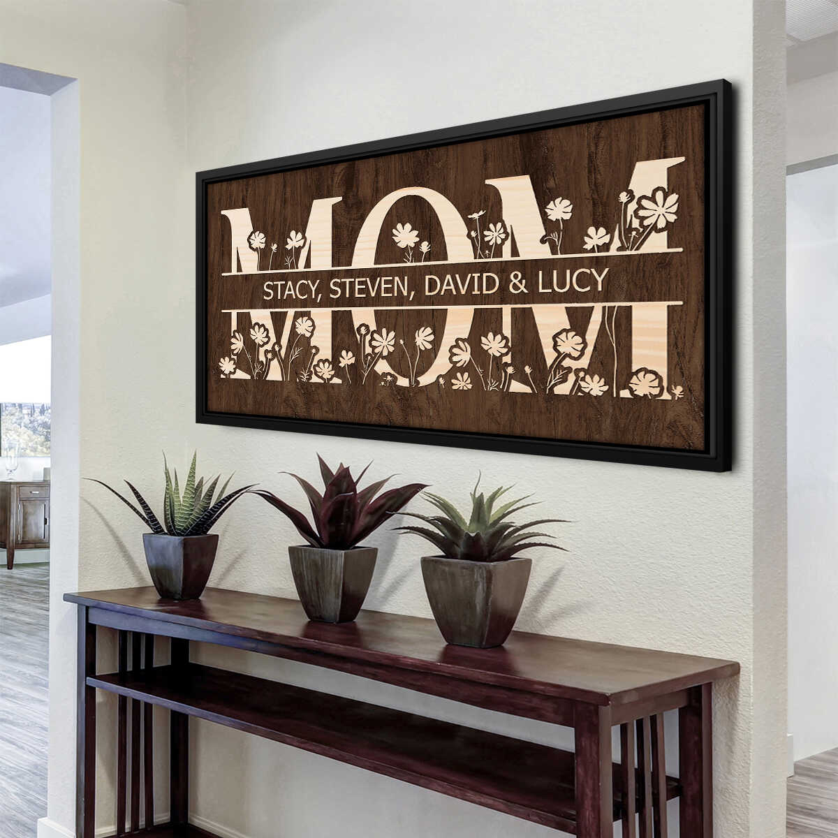 Mom Gift from Daughter, Son, Mom Sign Personalized Canvas with Kid’s Names