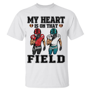 My Heart Is On That Field Personalized Pure cotton T-Shirt Gift For Family Member  Football Game Days Shirt