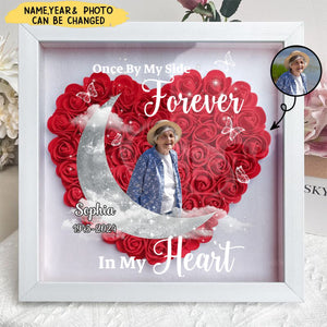 Personalized Memorial On Moon Upload Photo Flower Shadow Box