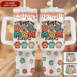 Personalized Best Dog & Cat  Mom Ever -40 Oz Stainless Steel Tumbler With Handle