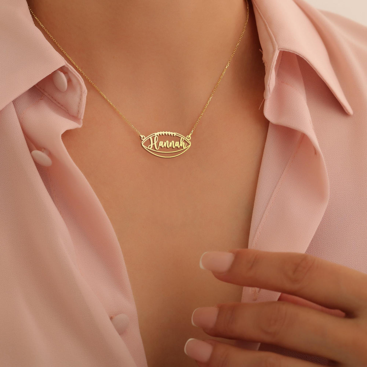 Personalized Football Name Necklace Unique Gift for Football Fans, Sports Jewelry