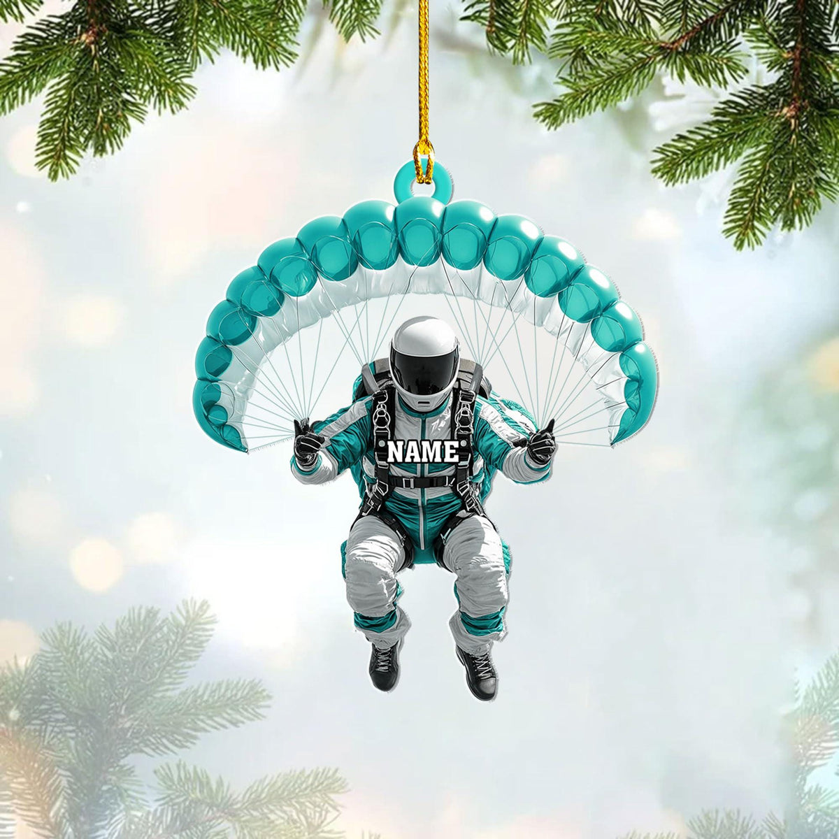 Personalized Skydiving Christmas Acrylic Ornament