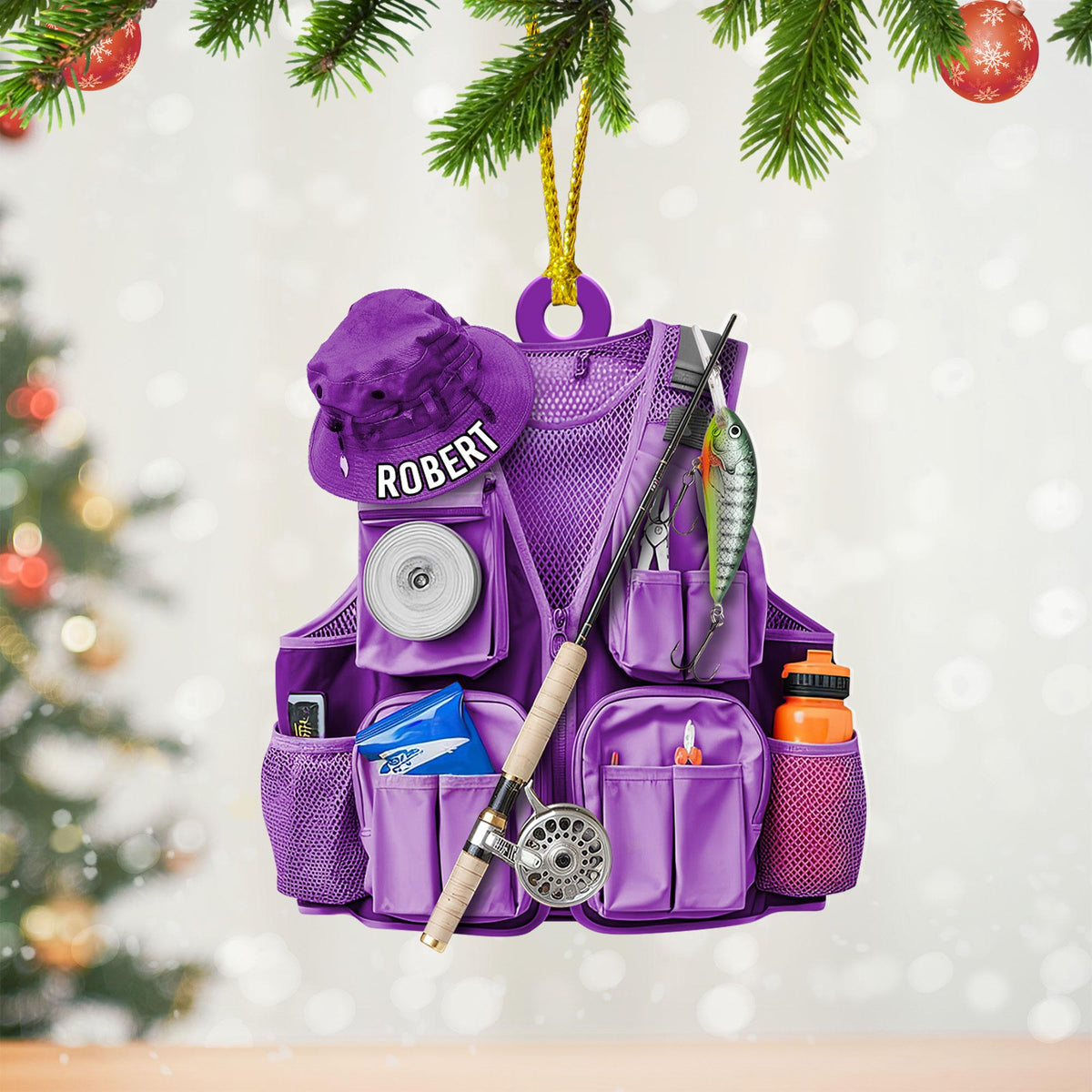 Personalized Bass Fishing Acrylic Ornament Fisherman Keepsake