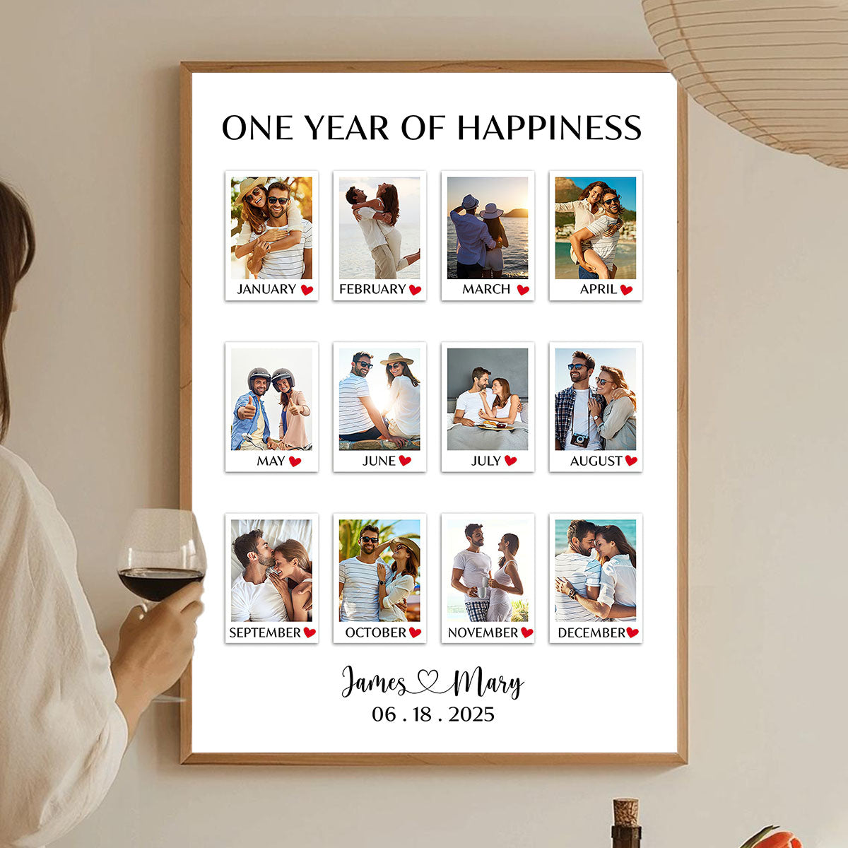 A Year Full Of Love Couple Anniversary Gift - Personalized Custom Photo Canvas Poster