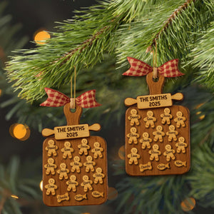 Celebrate Your Family With Cookie Figures Ornament, Personalized Custom Wood Ornament