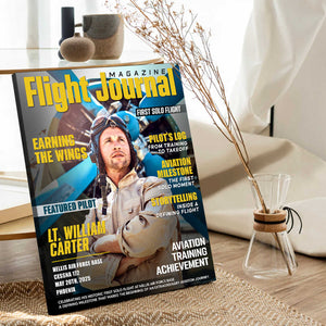Personalized Flight Journal Magazine Cover Canvas, Gift For Pilot, Aviation Gift, Unique Gift For Aviation Lovers