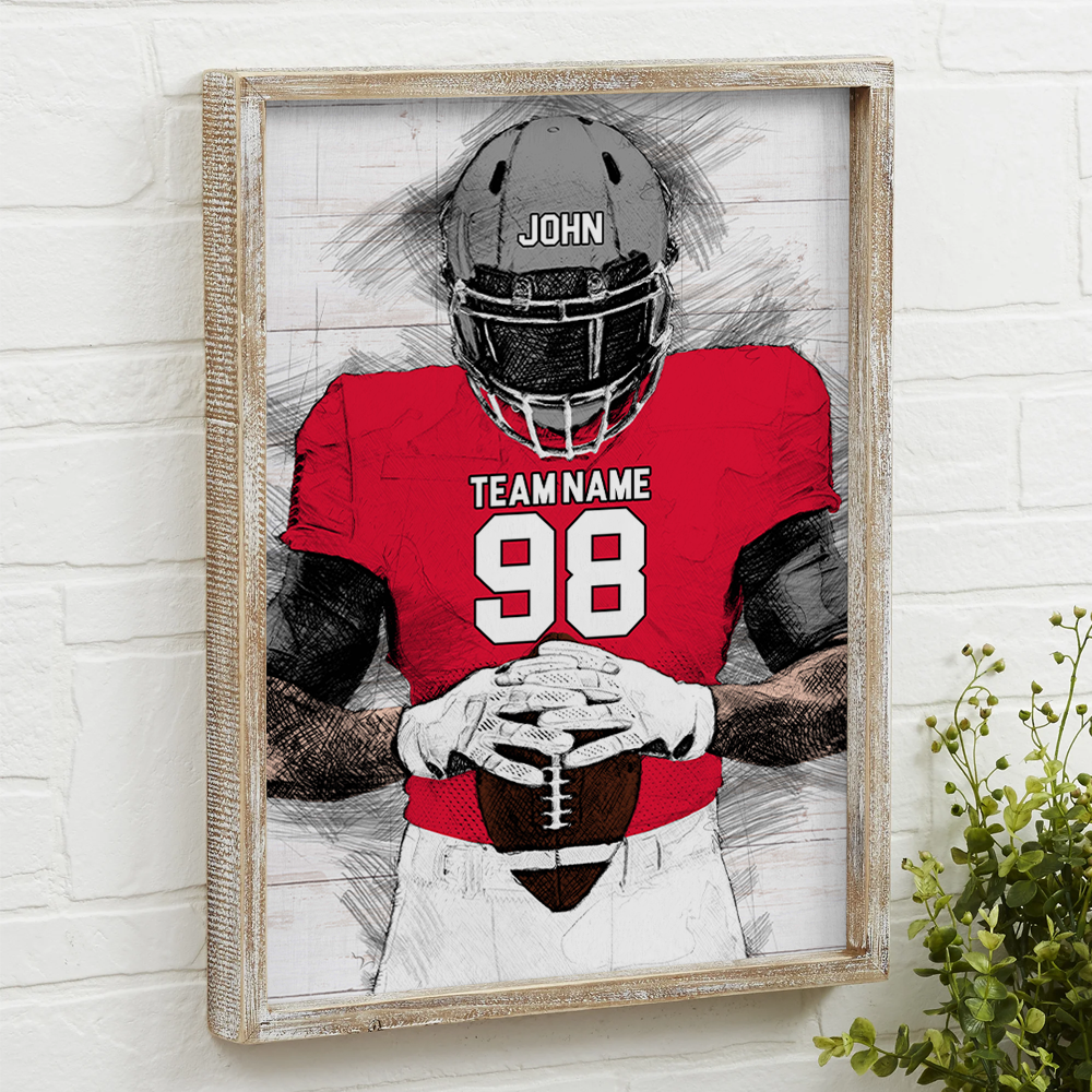 Personalized Football Pencil portrait Canvas Gift For Football Lovers
