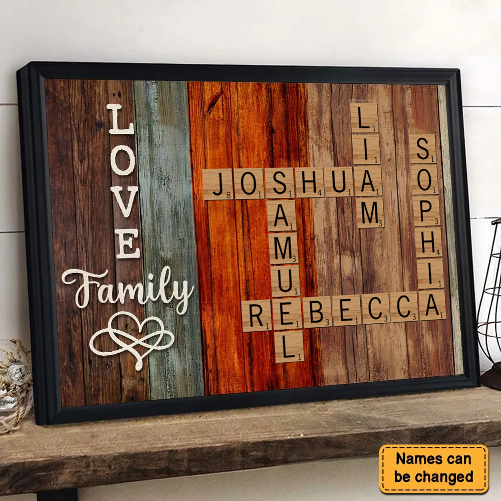 Personalized Family Crossword Art - Created In A Moment, Treasured Forever Poster