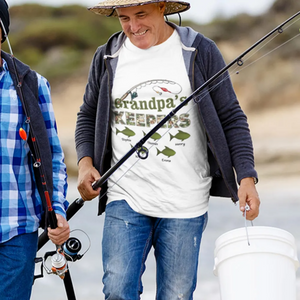 Grandpa‘s Keepers Camouflage Pattern Fishing Personalized Pure Cotton T-Shirt