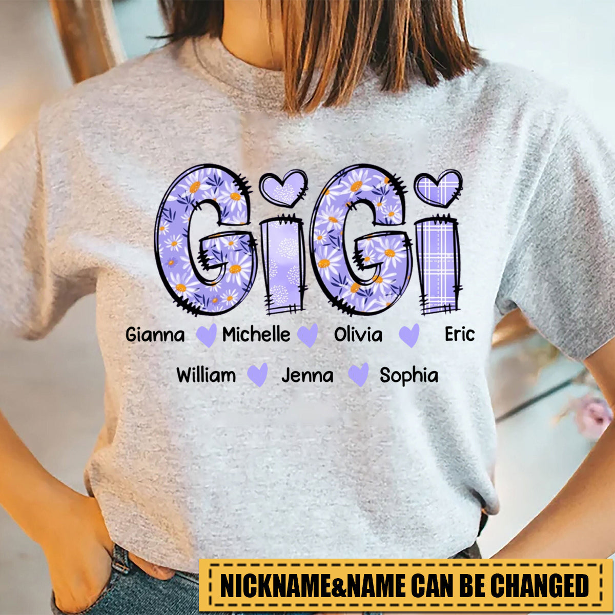 Custom Gigi Purple Daisy With Grandkids Mother's Day Pure Cotton T-Shirt
