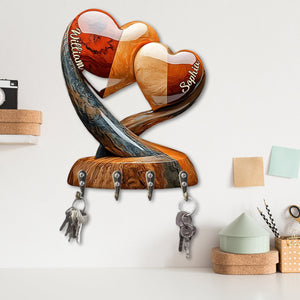 Home Sweet Home - Personalized Couple Custom Shaped Key Rack With Custom Names