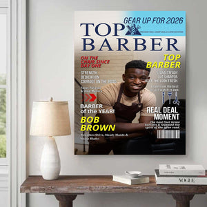 Personalized Barber Magazine Cover, Custom Barber Dad Gift, Barber Lover Gift