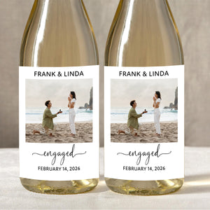 Couple Engagement Gift Personalized Photo Wine Label