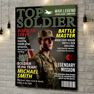 Army Gift Soldier Custom Magazine Cover, Personalized Solider Magazine Cover, Army Retirement Gift for Navy Marine Air Force, Army Gift for Him