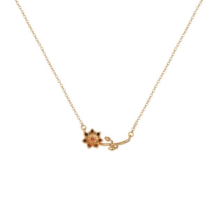 Birth Flower Necklace - Dainty Horizontal Flower Charm