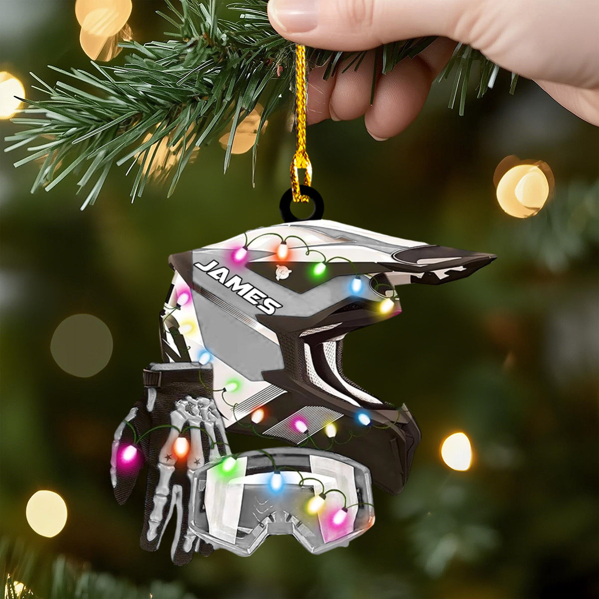 Custom Motocross Gear Ornament, Arcrylic Christmas Ornament, Helmet Gloves Goggles Decor