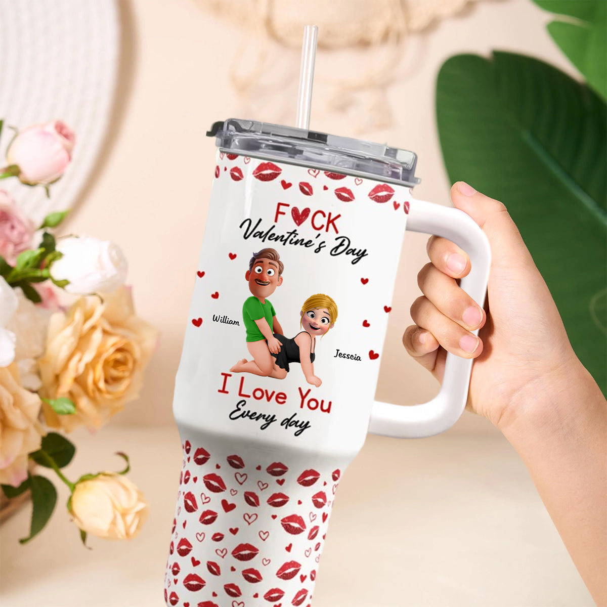 I Love You Every Day - Fun Valentines Gifts For Her, Wife - Personalized 40oz Tumbler With Straw