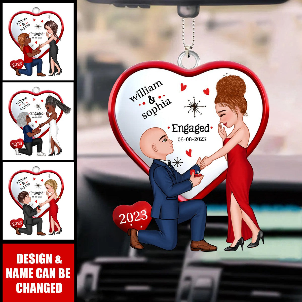 Keepsake Proposal Memory Engagement Couple Personalized Acrylic Ornament