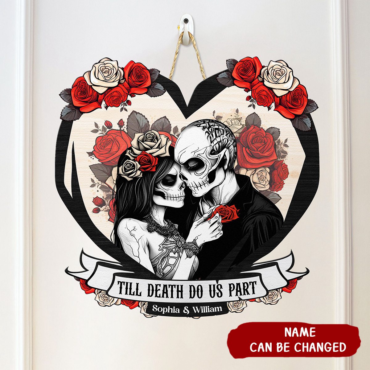 Til Death Do Us Part Couple Skull - Personalized Couples Wood Sign