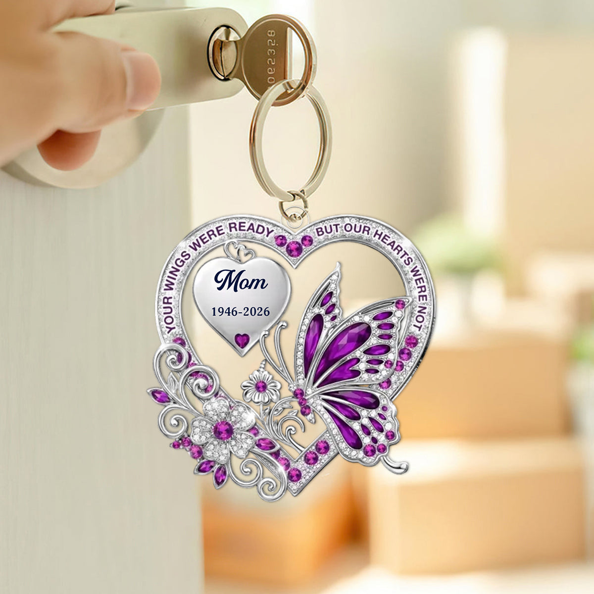 Love Echoes Through Time - Personalized Acrylic Keychain Memorial Sympathy Gifts For Loss Of Mom, Dad