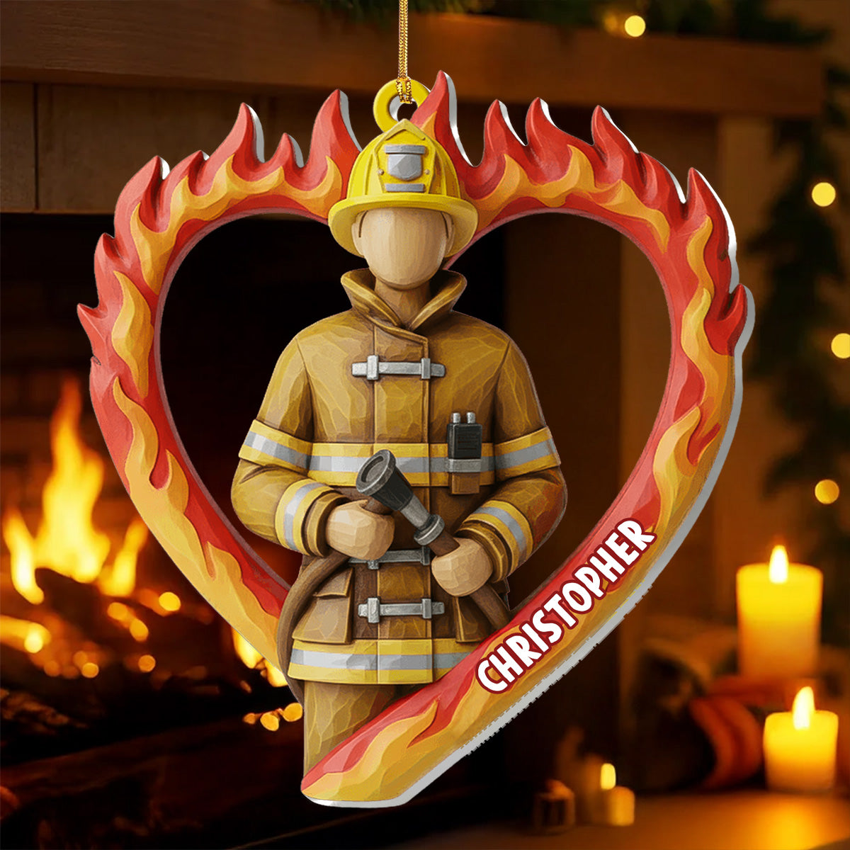 For A Brave Firefighter - Personalized Acrylic Ornament