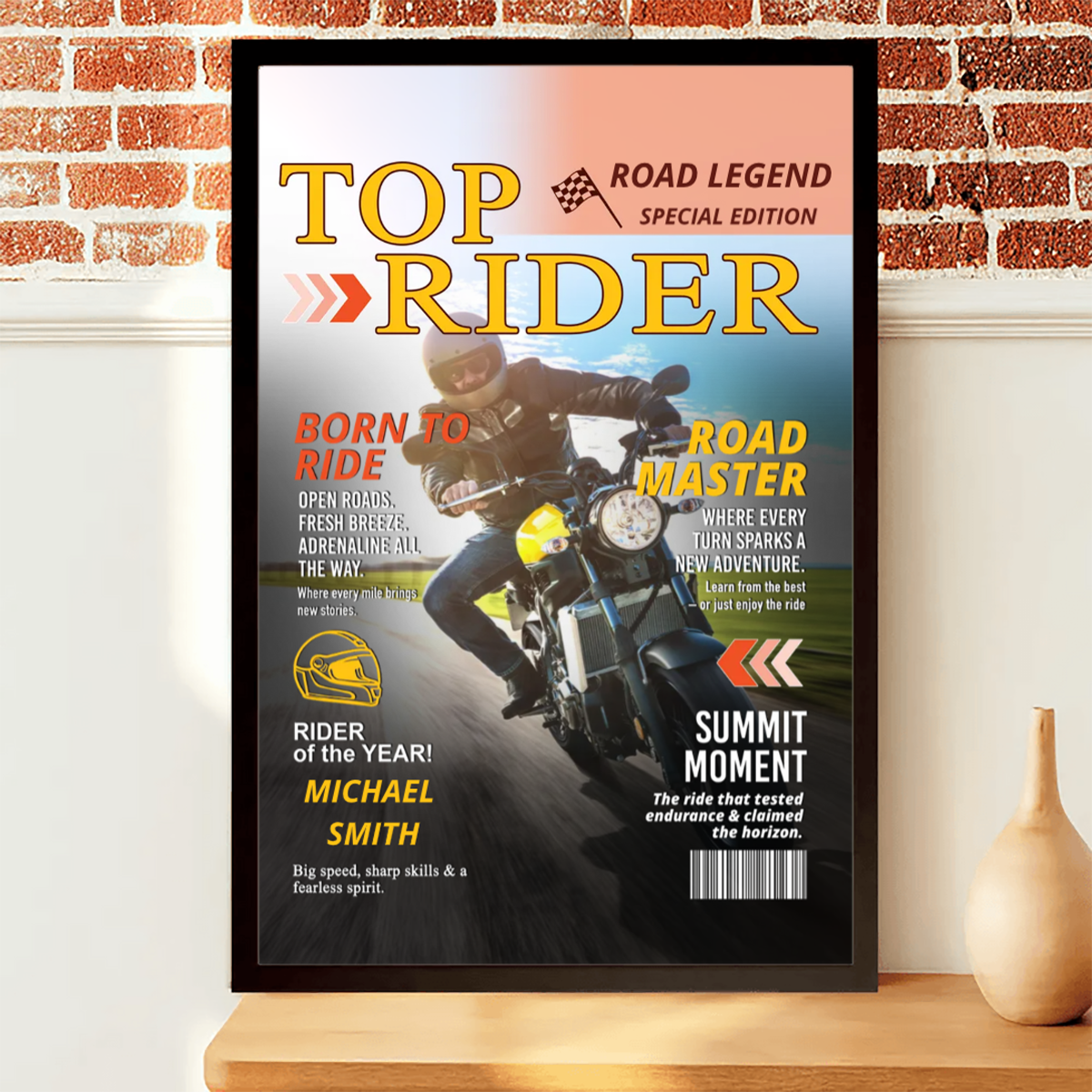 Custom Motorcyclist Magazine Cover Personalized Canvas/Poster Motorcycle Rider Gift
