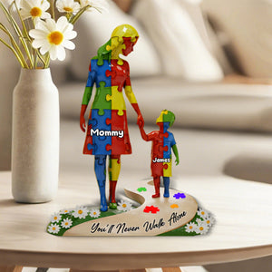 You'll Never Walk Alone - Personalized Autism Awareness Custom Shaped Acrylic Plaque