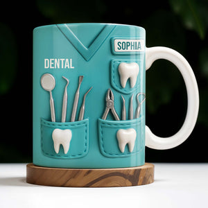 Personalized Dental Coffee Mug Featuring Dental Equipment Designs Gift For Dentists