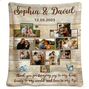 Custom Heart Photo Collage Blanket, Anniversary Collage Gift for Boyfriend, Girlfriend, Personalized Wedding Photo Gift
