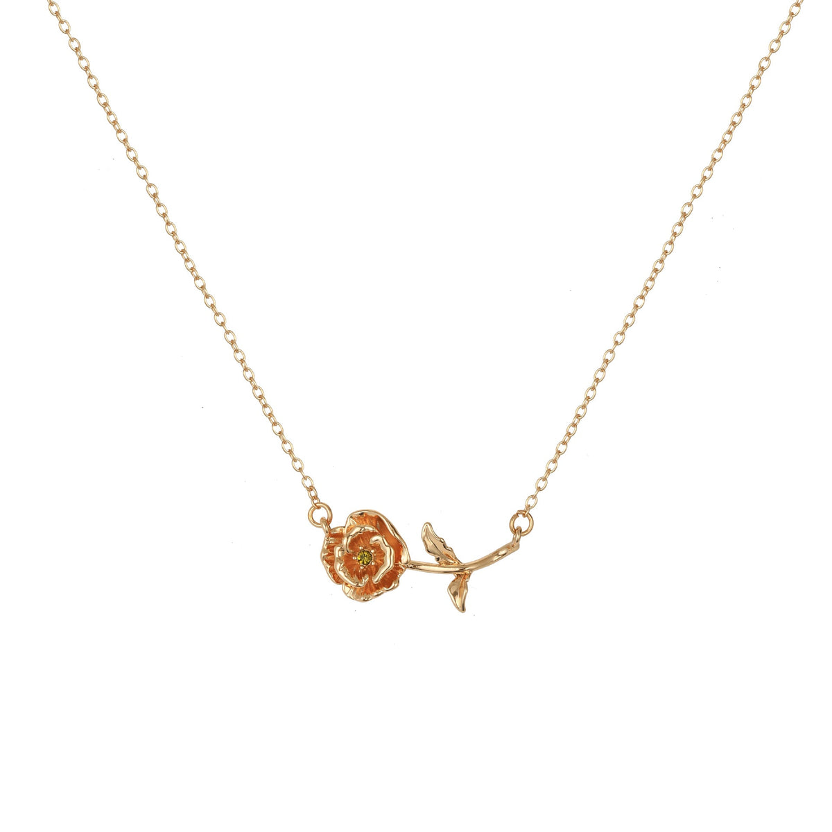 Birth Flower Necklace - Dainty Horizontal Flower Charm