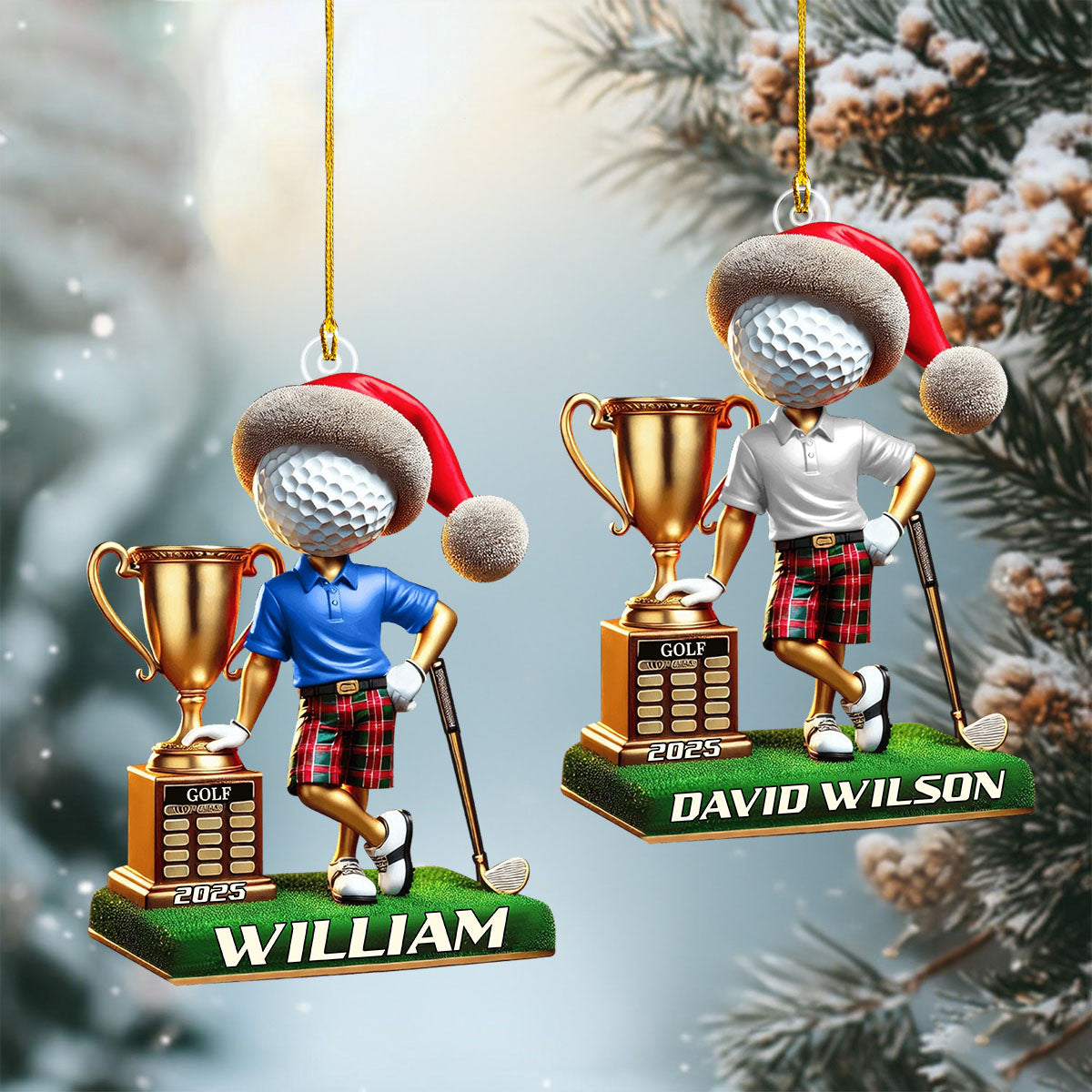 Personalized Name and Year Golf Champion Ornament