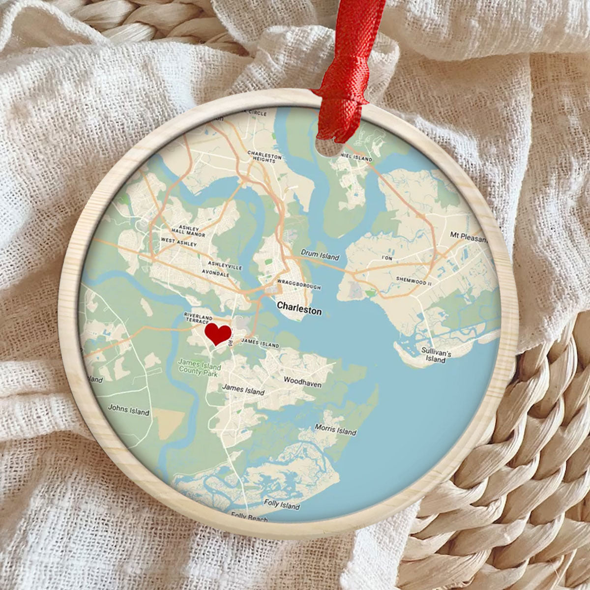 Where it all began - Personalized Location Map Ceramic Ornament Engaged Couple Gift