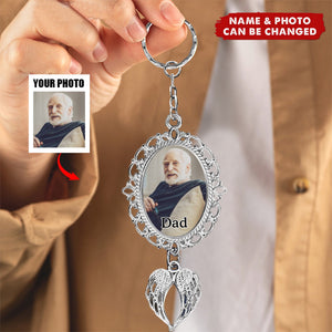 Personalized Angel Wing Upload Photo Memorial Keychain