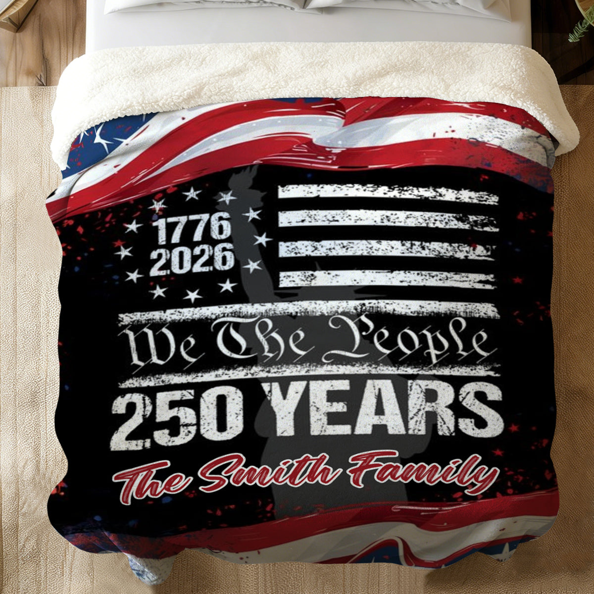 250 Years America 250th Birthday 1776-2026 Personalized Blanket Gift for Family