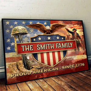 Personalized Proud American Family Name Canvas Poster Wall Art