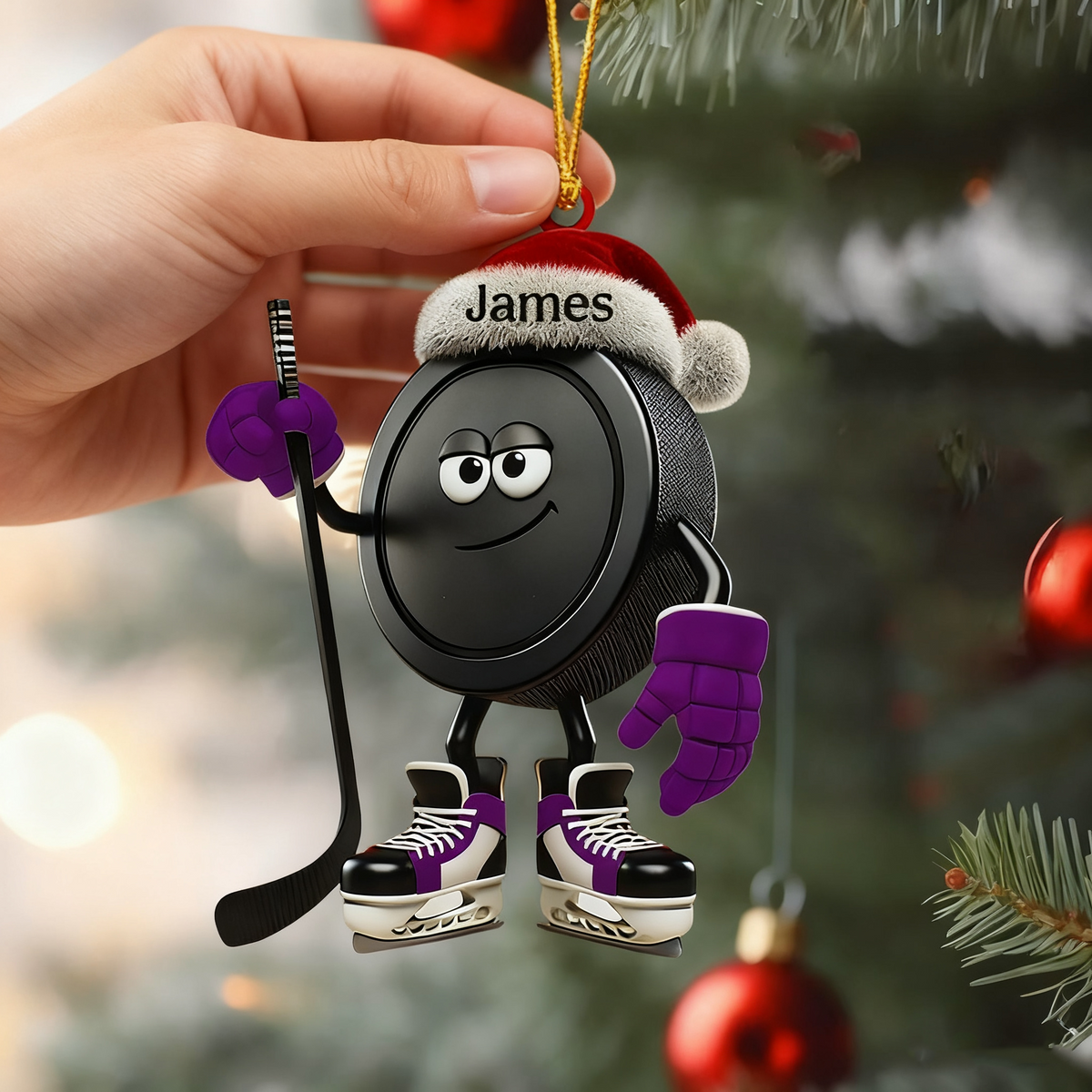 Personalized Name Ice Hockey Ornament Christmas Gift