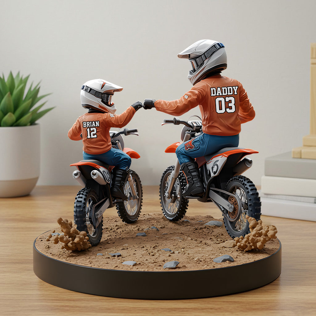 Dad And Kid - Personalized Dirt Bike Shaped Acrylic Plaque