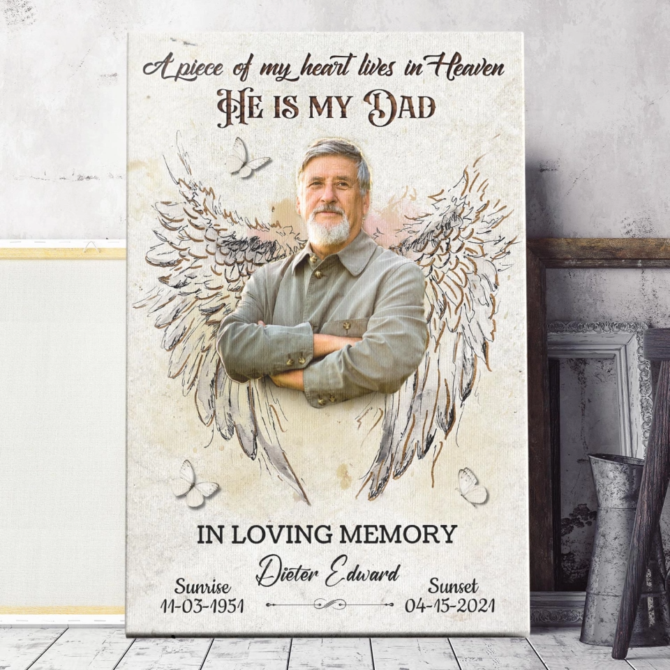 A Piece Of My Heart Personalized LoverIn Loving Memory Memorial Photo Canvas Poster