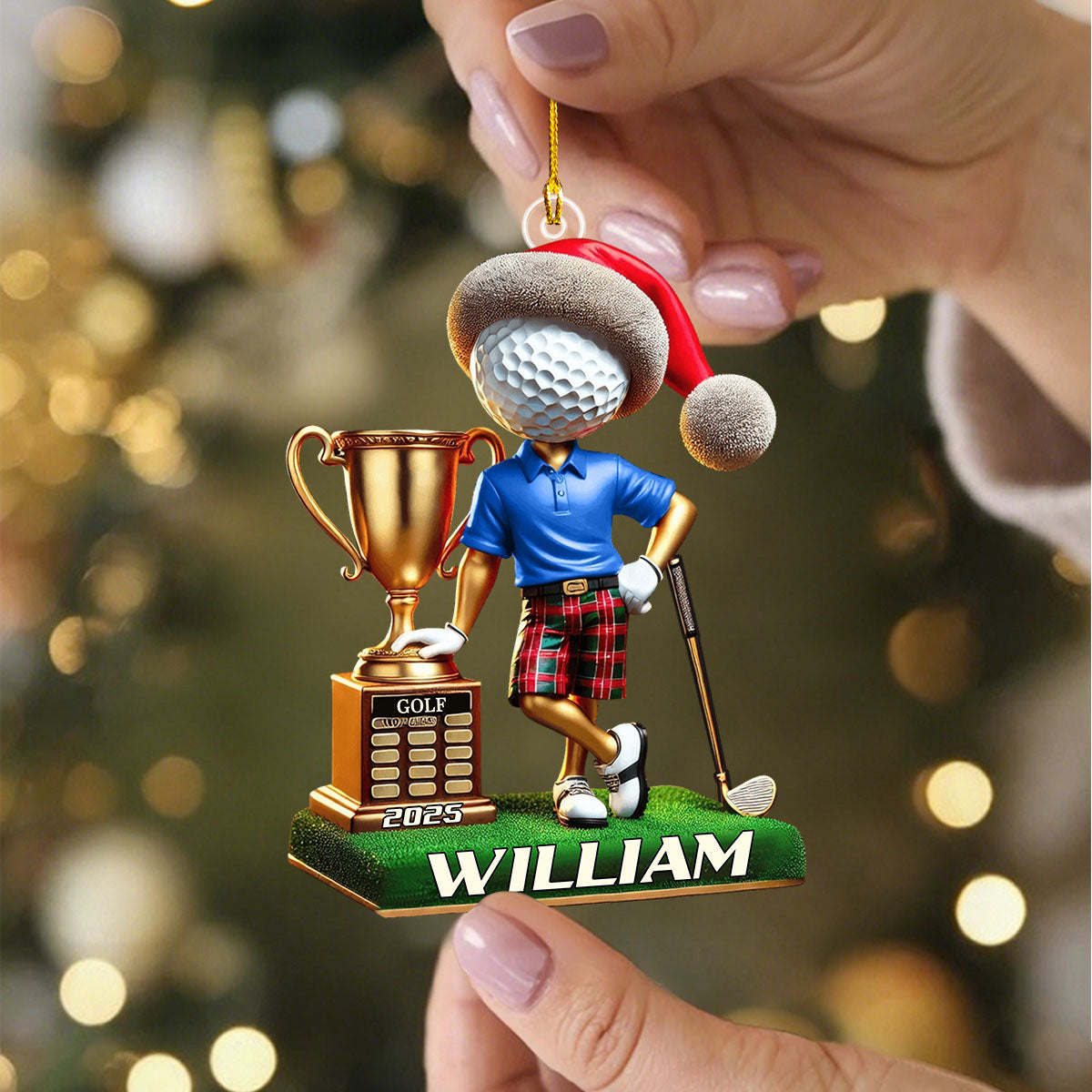 Personalized Name and Year Golf Champion Ornament