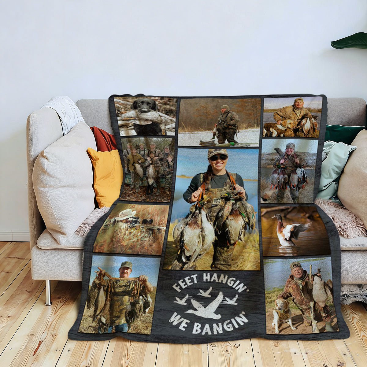 Duck Hunting Photo Collage Blanket, Personalized Gift For Duck Hunter, Duck Hunting Gifts For Dad, Husband, Grandpa, Son