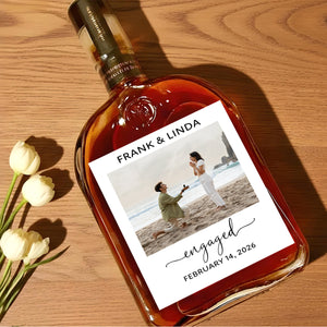 Couple Engagement Gift Personalized Photo Wine Label
