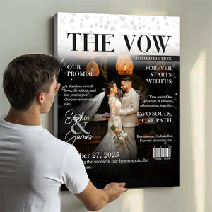 The Vow Magazine Cover, Custom Wedding Love Story Canvas, Romantic Couple Keepsake, Romantic Forever Gift