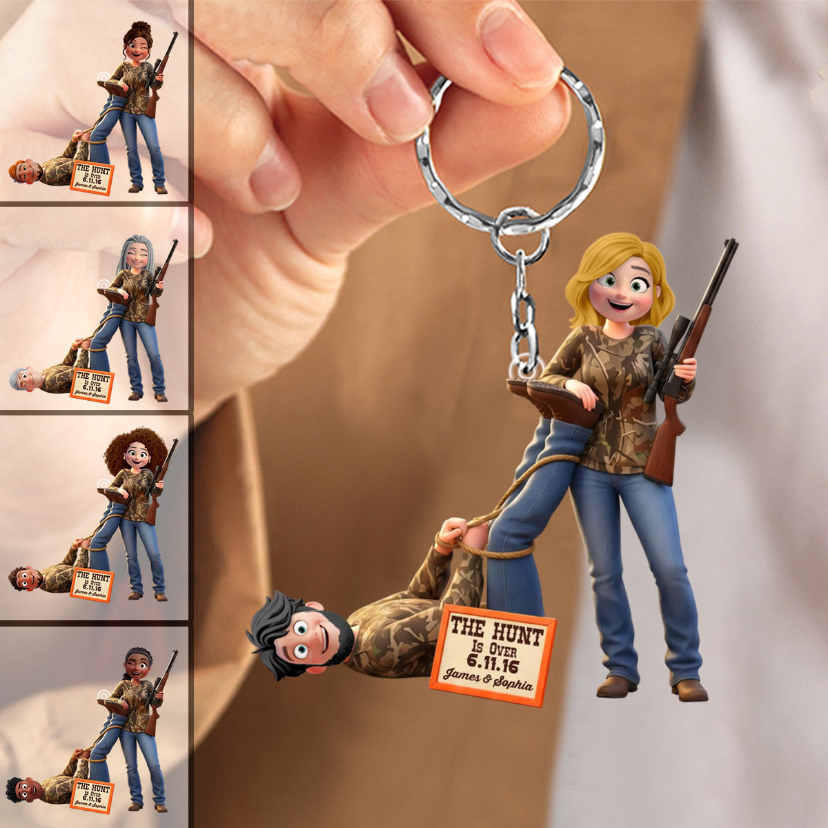 Hunting Couple Keychain - Personalized Gifts For Couple Keychain
