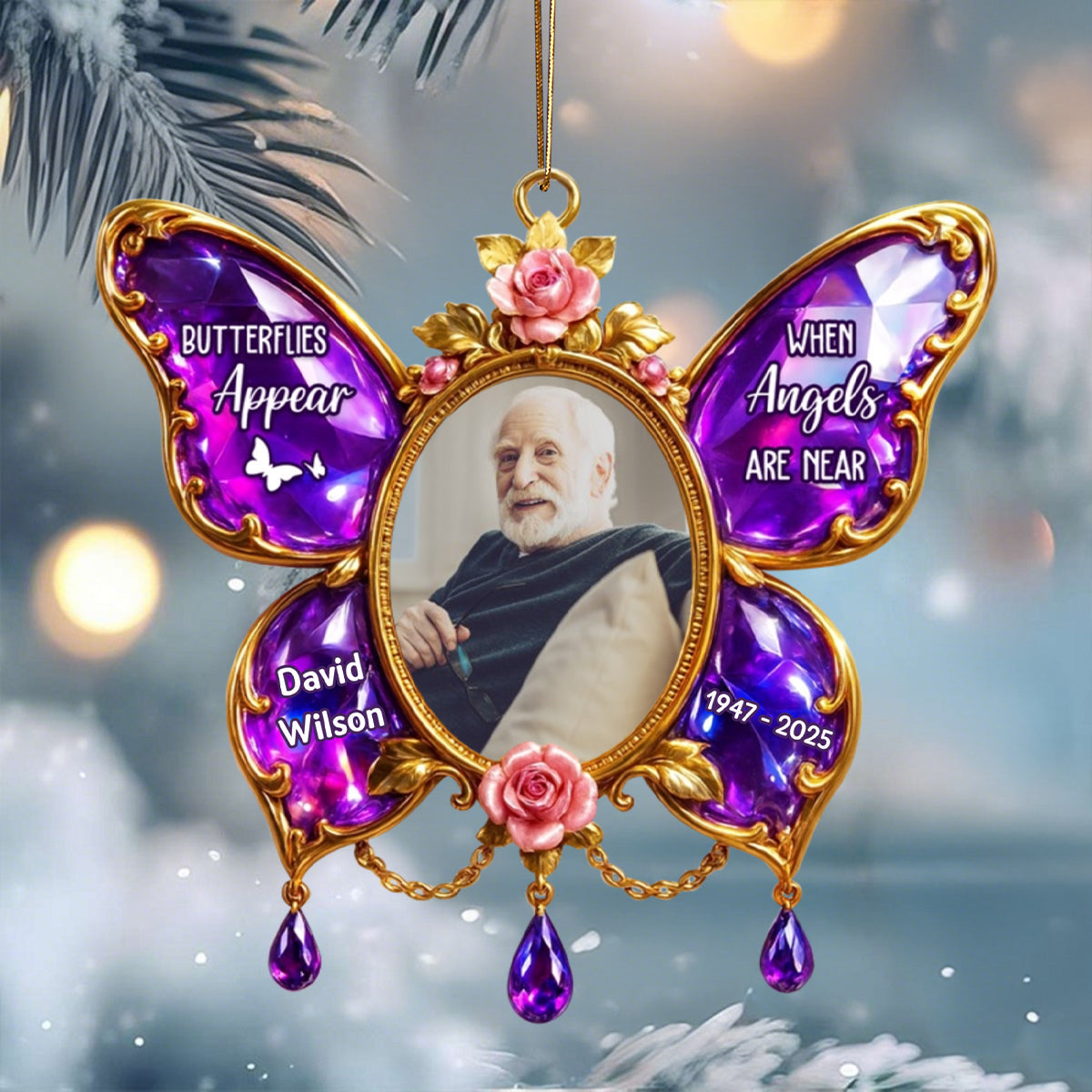 Butterflies Appear When Angels Are Near Memorial Personalized Acrylic Ornament