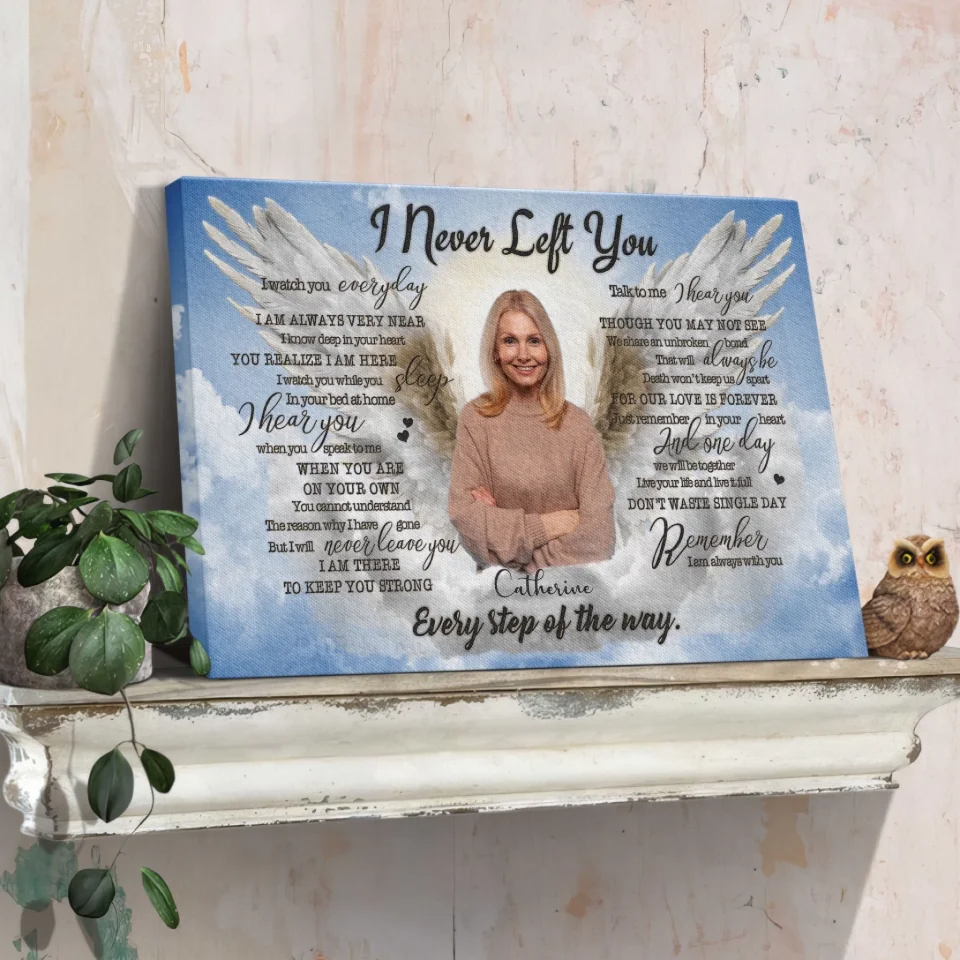 Personalized Canvas Prints, Custom Photo And Name, Memorial Gift, Sympathy Gifts, Angel Portrait Blue Sky